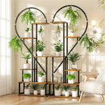 OEM 2 Pack Half Heart Plant Stands 6 Tier Metal MDF Flower Pot Display Shelves 165cm
