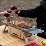 OEM Foldable Stainless Steel Charcoal BBQ Grill with Carry Handle, Portable Outdoor Barbecue Stove