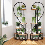 OEM 2 Pack Half Heart Plant Stands 6 Tier Metal MDF Flower Pot Display Shelves 165cm