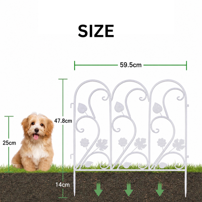 Decorative Garden Fence Panels 5 Pack Metal Border Edging for Lawn Patio Pathway White