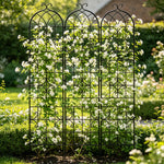 OEM 3 Pack Rustic Iron Garden Trellis Panels for Climbing Plants Black 220cm