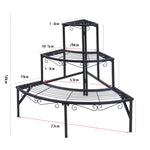 OEM 3 Tier Metal Corner Plant Stand Indoor Outdoor Pot Display Shelf Black