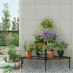 OEM 3 Tier Metal Corner Plant Stand Indoor Outdoor Pot Display Shelf Black