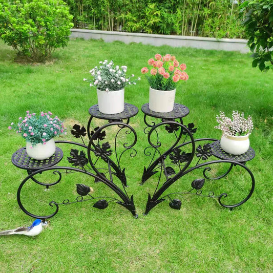2-Pack Tall Plant Stand Metal Flower Pot Display Shelf for Indoor Outdoor Garden Décor