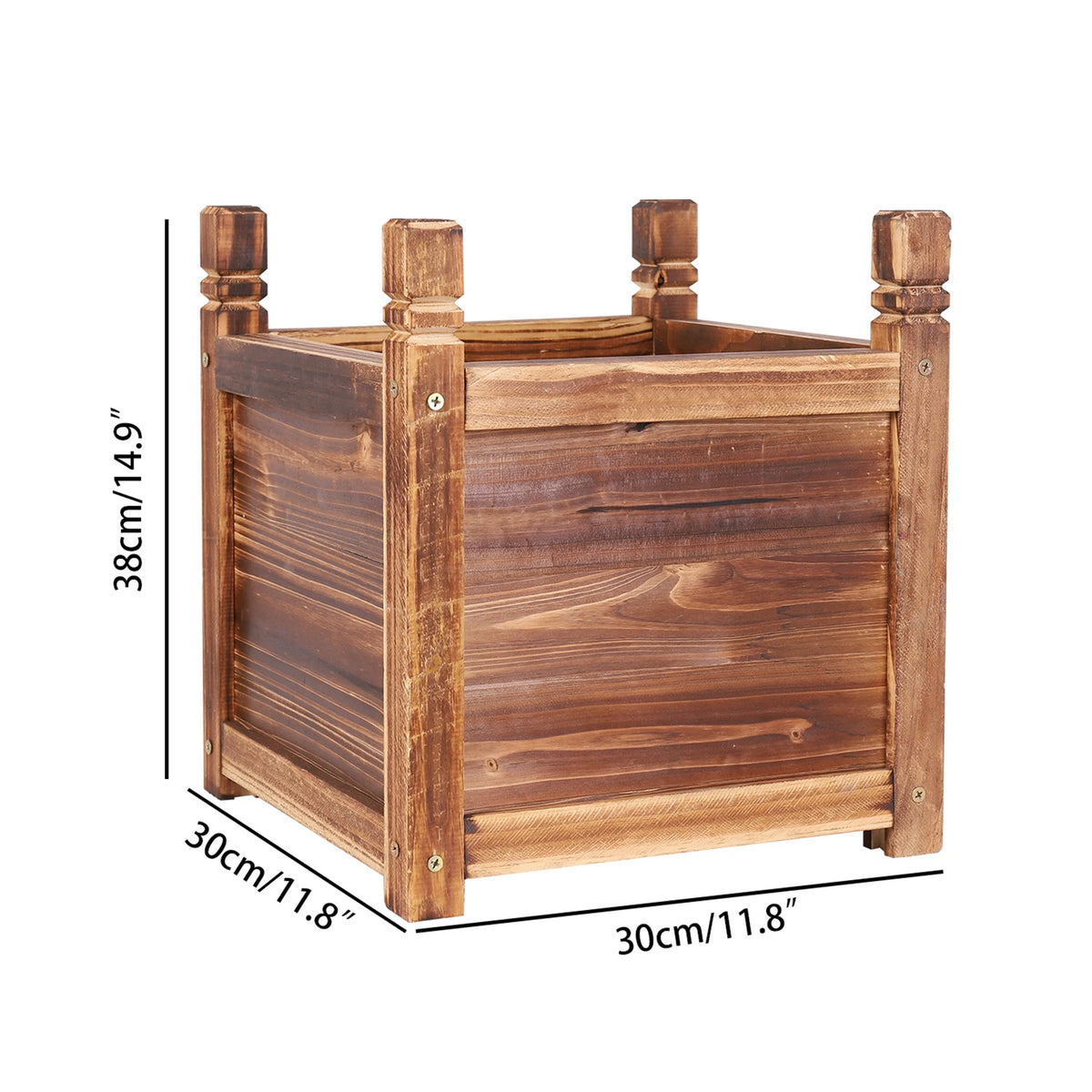 OEM Wooden Raised Planter Box for Vegetable Herb Flower Garden Display 30cm