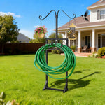 OEM Outdoor Garden Hose Holder Stand with 4 Spikes & 2 Shepherd Hooks