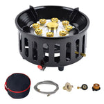 9-Burner Portable Camping Gas Stove with Stainless Steel Legs and Built-In Ignition