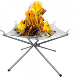 OEM Portable Camping Fire Pit Grill with Stainless Steel Mesh – Foldable Outdoor Bonfire Rack 56 cm