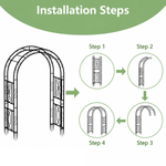 OEM Tall Metal Garden Arch Trellis for Climbing Plants and Events Black 215cm
