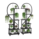 OEM 2 Pack Half Heart Plant Stands 6 Tier Metal MDF Flower Pot Display Shelves 165cm