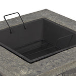 Outdoor Fire Pit Table with BBQ Grill Rack and Faux Stone Base