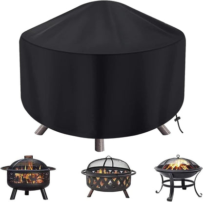Waterproof Round Fire Pit Cover 86 x 38cm with Adjustable Drawstring Outdoor Cover
