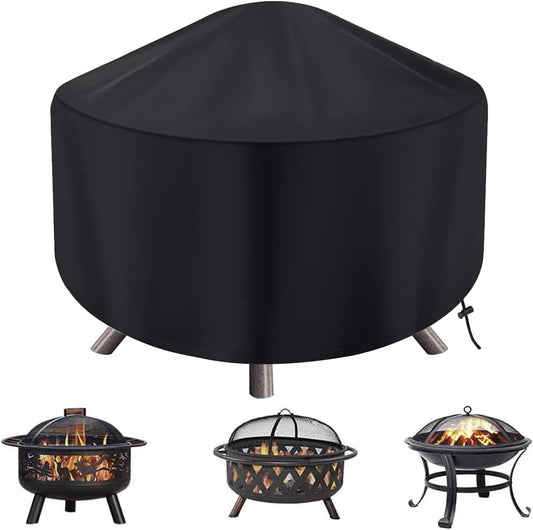 Waterproof Round Fire Pit Cover 86 x 38cm with Adjustable Drawstring Outdoor Cover