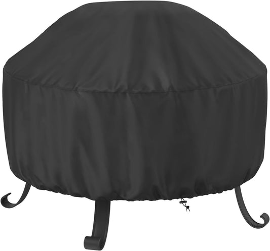 Waterproof Round Fire Pit Cover for 76-91cm Fire Pits with Adjustable Drawstring Black