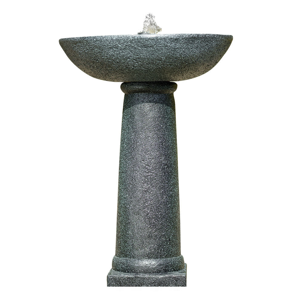 Outdoor Solar Bird Bath Fountain with LED Lighting and Solar Panel Kit Dark Grey
