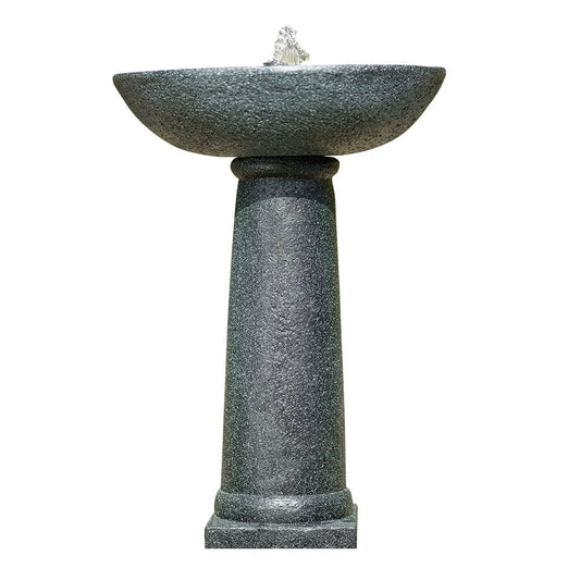 Outdoor Solar Bird Bath Fountain with LED Lighting and Solar Panel Kit Dark Grey