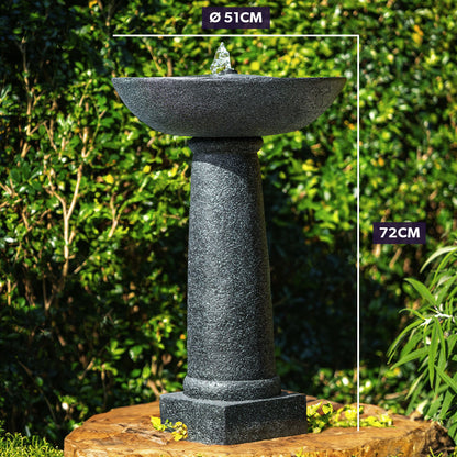 Outdoor Solar Bird Bath Fountain with LED Lighting and Solar Panel Kit Dark Grey