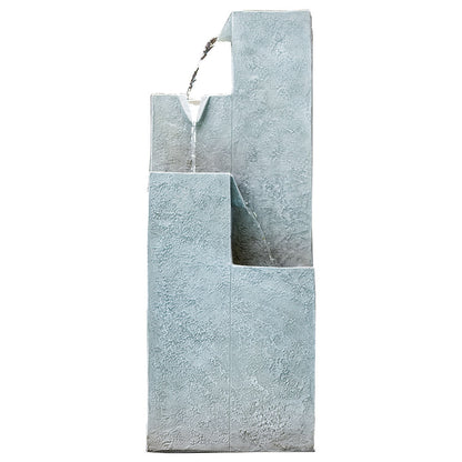 Contemporary Solar Water Feature with LED Lights and Rechargeable Battery Light Grey