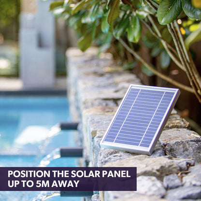 Contemporary Solar Water Feature with LED Lights and Rechargeable Battery Light Grey