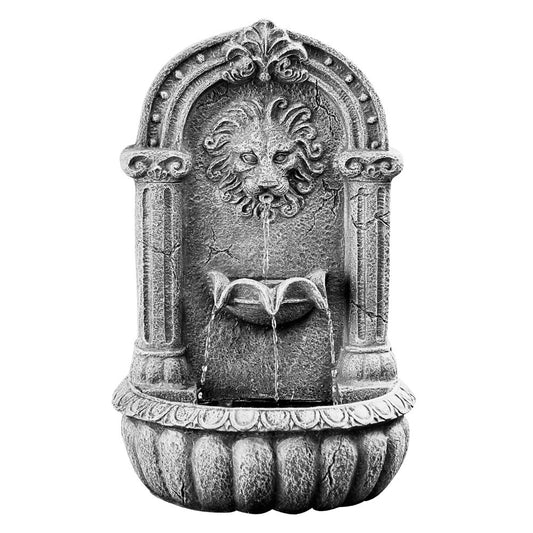Outdoor Solar Water Fountain Lion Head Design with LED Lighting and Solar Panel Kit
