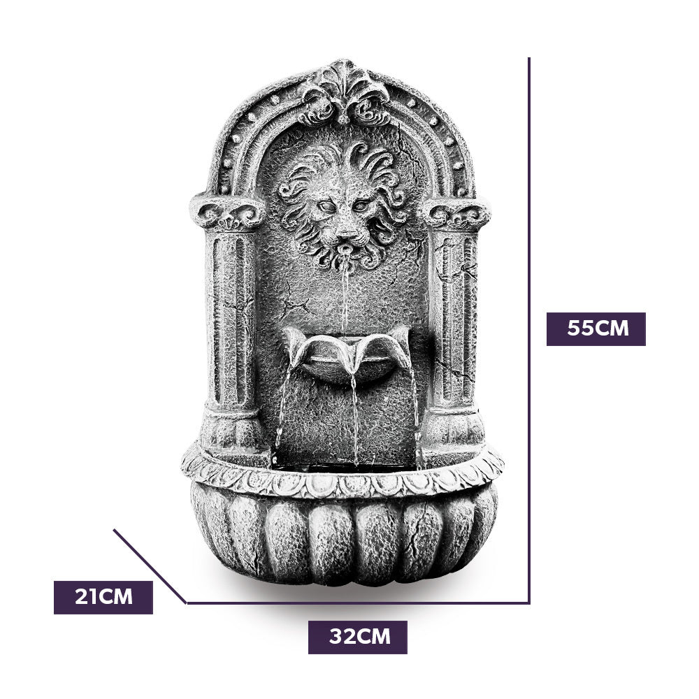 Outdoor Solar Water Fountain Lion Head Design with LED Lighting and Solar Panel Kit