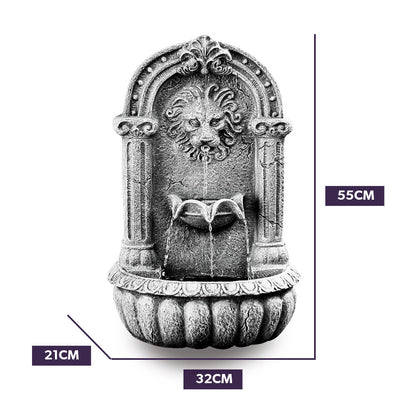 Outdoor Solar Water Fountain Lion Head Design with LED Lighting and Solar Panel Kit