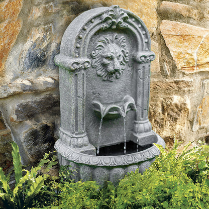 Outdoor Solar Water Fountain Lion Head Design with LED Lighting and Solar Panel Kit
