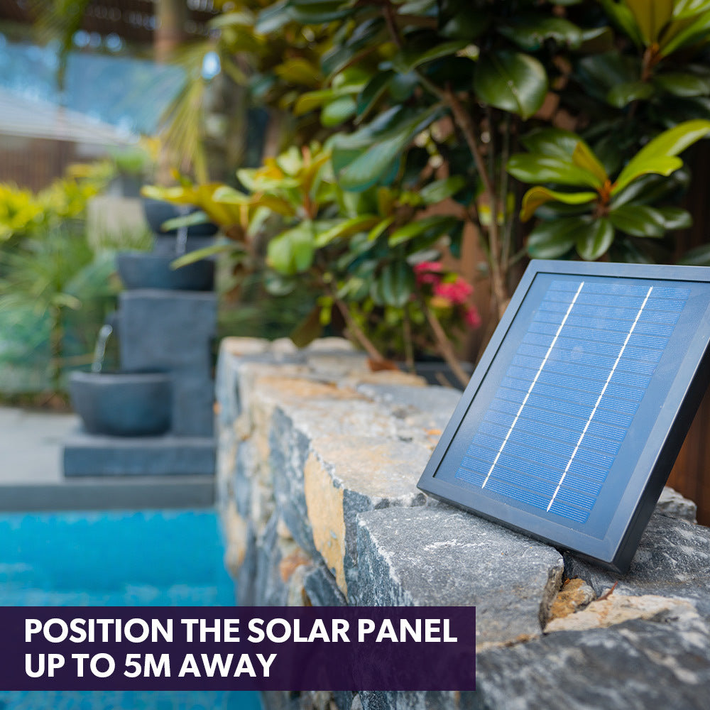 Solar Garden Water Fountain 4 Bowl Cascade Feature with LED Lighting and Battery Backup