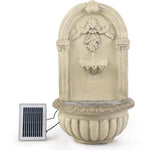 Classic Solar Garden Water Fountain Wall Mounted Design with LED Lights and Battery Backup
