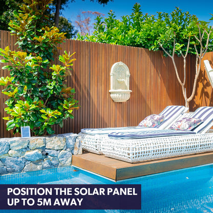 Classic Solar Garden Water Fountain Wall Mounted Design with LED Lights and Battery Backup