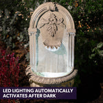 Classic Solar Garden Water Fountain Wall Mounted Design with LED Lights and Battery Backup
