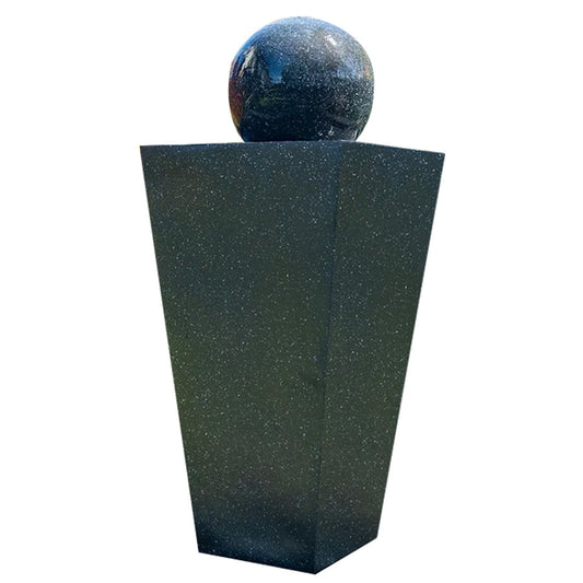 Modern Outdoor Solar Water Fountain with Battery Backup and Stone Look Finish