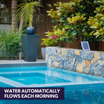 Modern Outdoor Solar Water Fountain with Battery Backup and Stone Look Finish