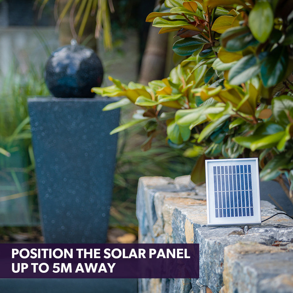 Modern Outdoor Solar Water Fountain with Battery Backup and Stone Look Finish