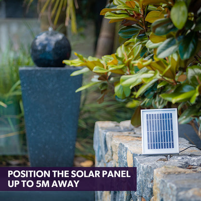 Modern Outdoor Solar Water Fountain with Battery Backup and Stone Look Finish