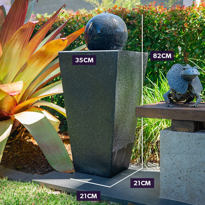 Modern Outdoor Solar Water Fountain with Battery Backup and Stone Look Finish