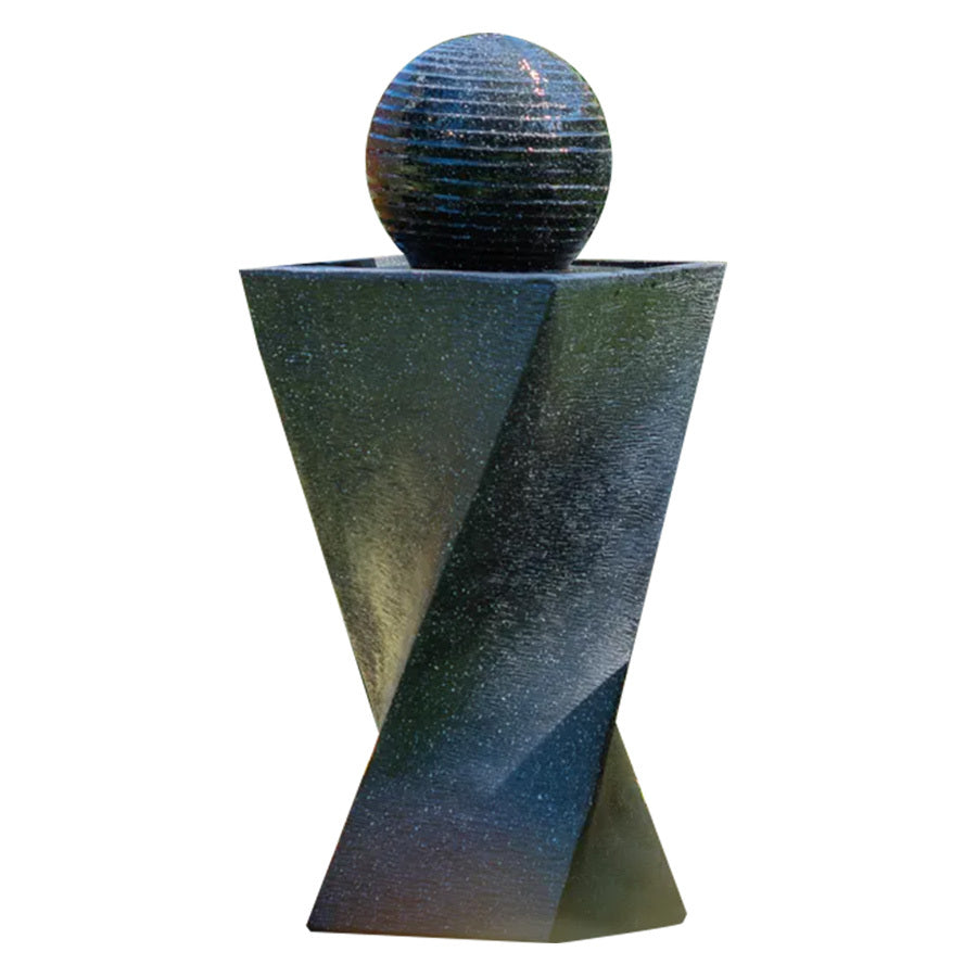 Modern Outdoor Solar Water Fountain with Twisted Design and Battery Backup
