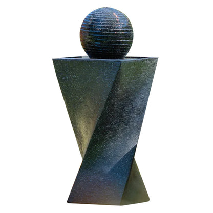 Modern Outdoor Solar Water Fountain with Twisted Design and Battery Backup