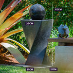 Modern Outdoor Solar Water Fountain with Twisted Design and Battery Backup