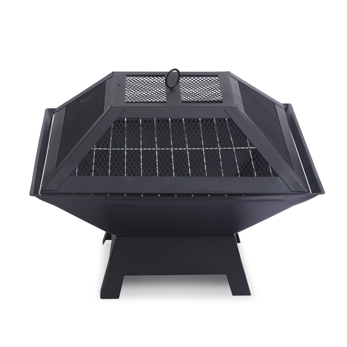 OEM Portable 2-in-1 Outdoor Fire Pit BBQ Grill with Mesh Cover 46cm