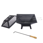 OEM Portable 2-in-1 Outdoor Fire Pit BBQ Grill with Mesh Cover 46cm