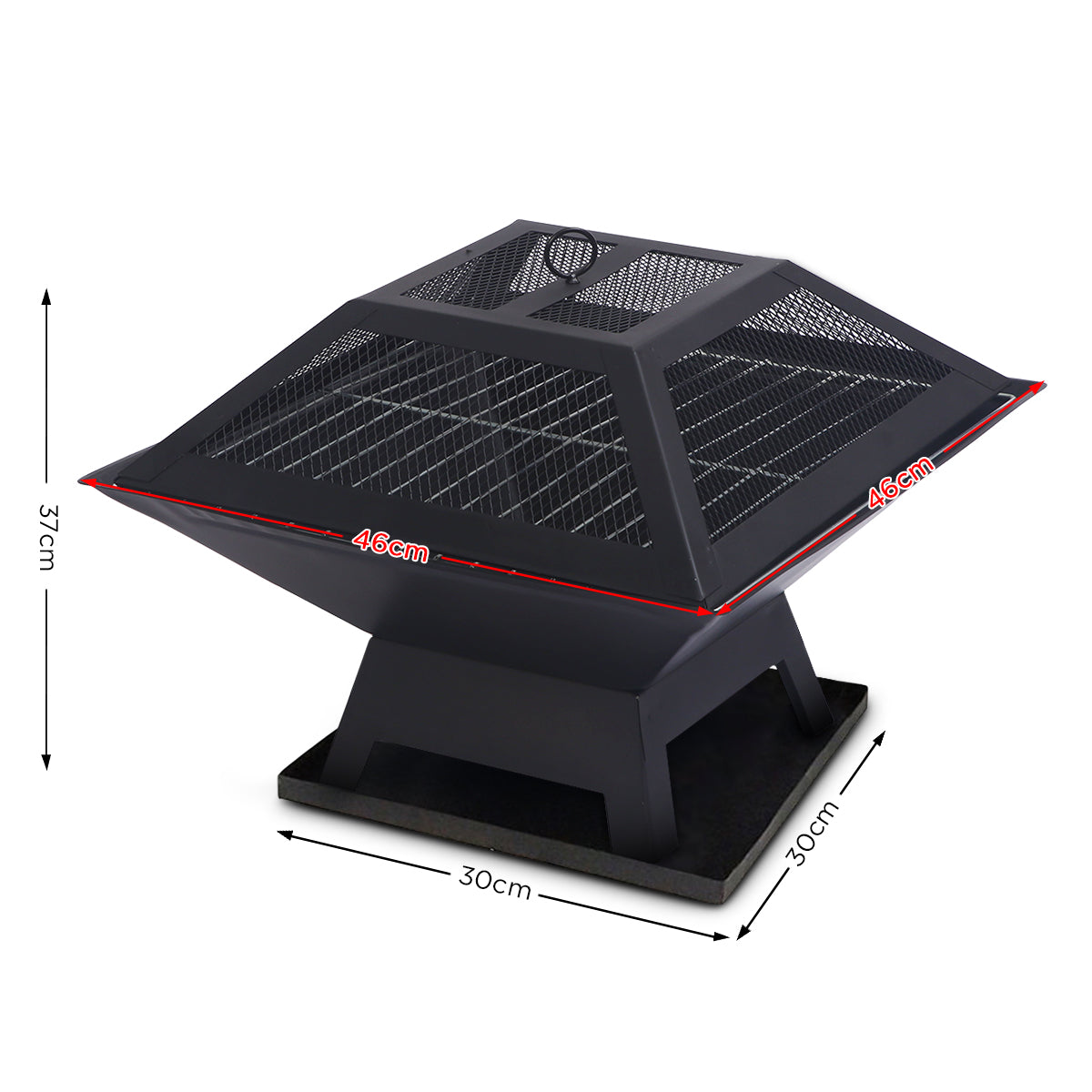 OEM Portable 2-in-1 Outdoor Fire Pit BBQ Grill with Mesh Cover 46cm