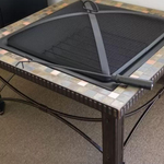 76cm Square Outdoor Fire Pit with Slate Tile Top and Mesh Spark Screen