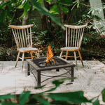 76cm Square Outdoor Fire Pit with Slate Tile Top and Mesh Spark Screen