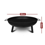 Portable Steel Outdoor Fire Pit 60cm Wood and Charcoal Burning Bowl