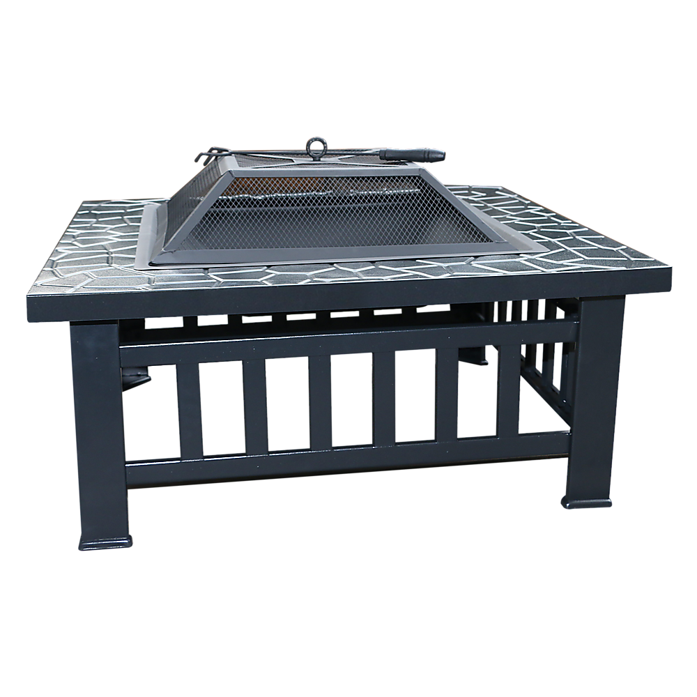 Compact Square Metal Fire Pit for Patio Garden and Outdoor Entertaining