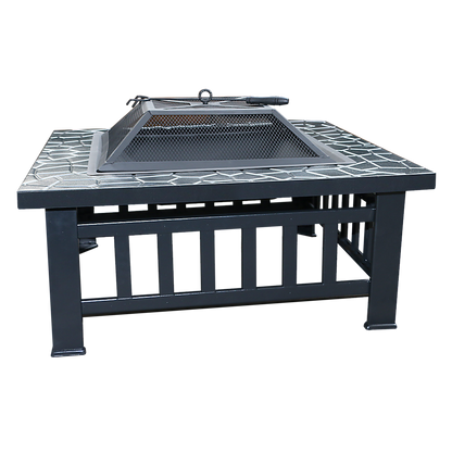 Compact Square Metal Fire Pit for Patio Garden and Outdoor Entertaining