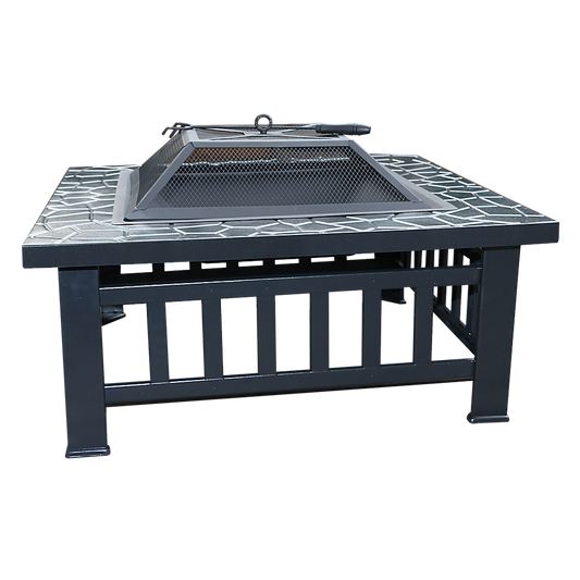Compact Square Metal Fire Pit for Patio Garden and Outdoor Entertaining