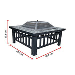 Compact Square Metal Fire Pit for Patio Garden and Outdoor Entertaining