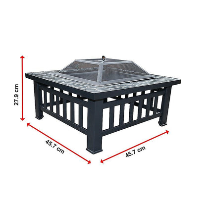 Compact Square Metal Fire Pit for Patio Garden and Outdoor Entertaining